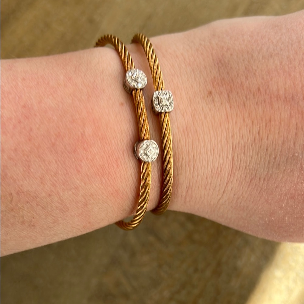 Charriol Gold and Silver Cable Bracelets with Sparkling Accents
